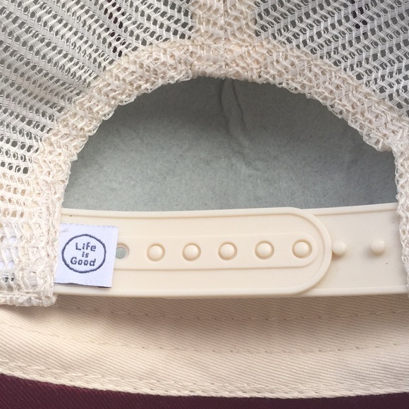 LIFE IS GOOD Trucker Hat  SnapBack Burgundy/Beige - Picture 5 of 11